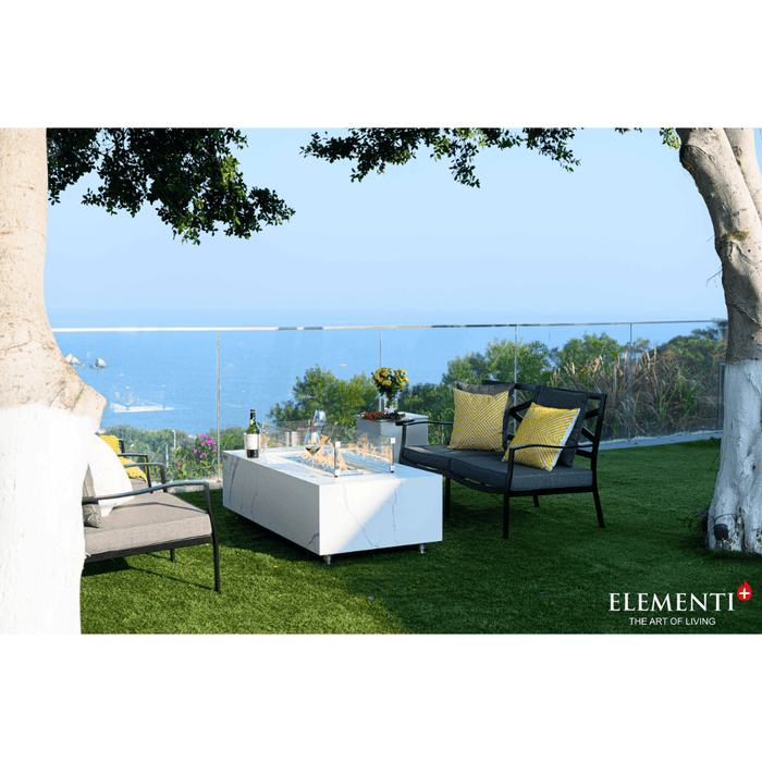 Elementi Carrara Porcelain Fire Table White