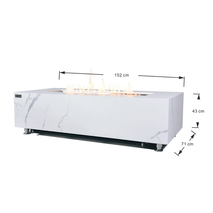 Elementi Carrara Porcelain Fire Table White