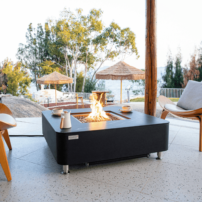 Elementi Plus Copenhagen Marble Porcelain Fire Table Black