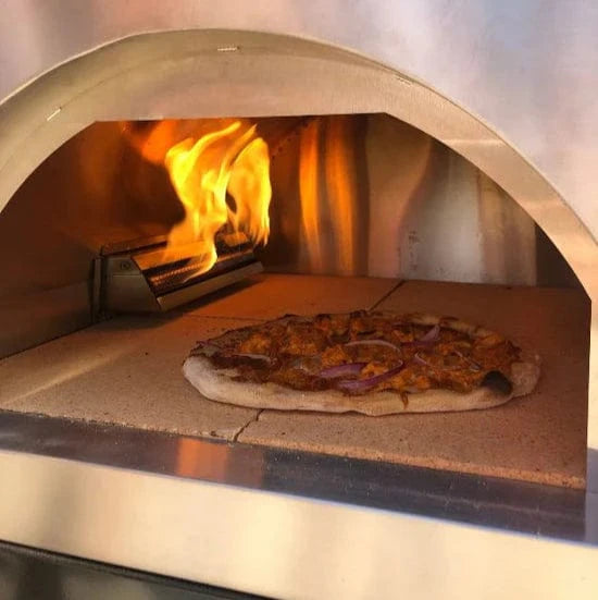 WPPO Black 25 Inch Traditional Dual-Fueled Pizza Oven With Gas Attachment