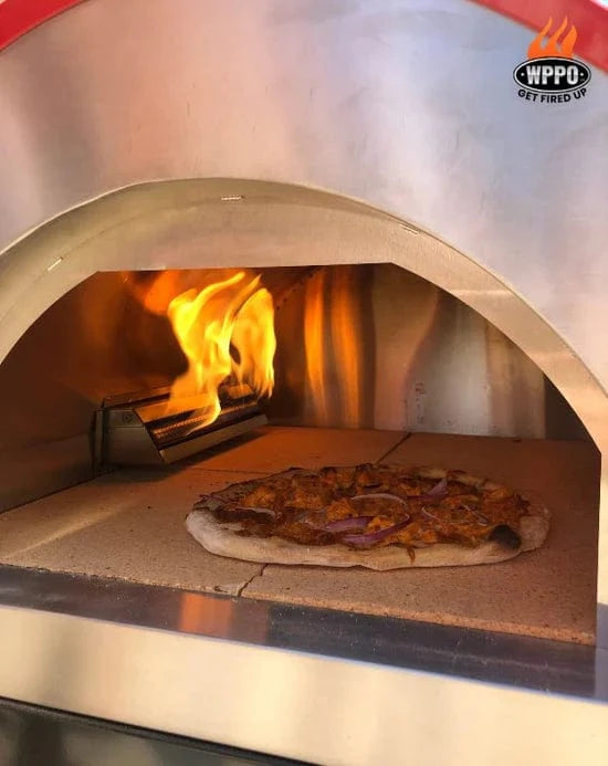 WPPO Red 25-Inch Traditional Dual-Fueled Pizza Oven With Gas Attachment