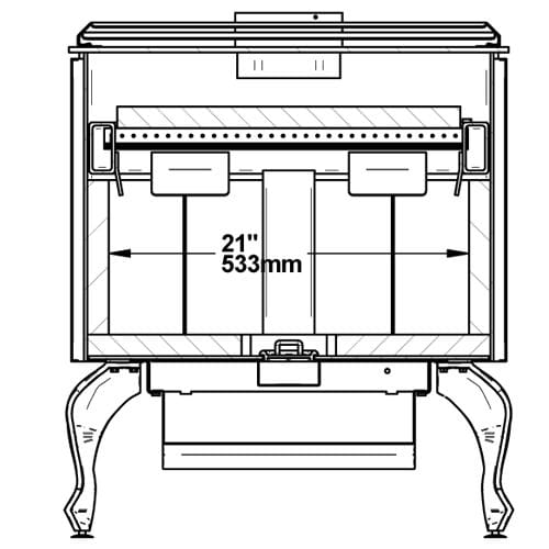 Drolet Escape 1800 Wood Stove On Legs With Brushed Nickel Door