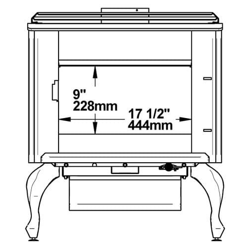 Drolet Escape 1800 Wood Stove On Legs With Brushed Nickel Door