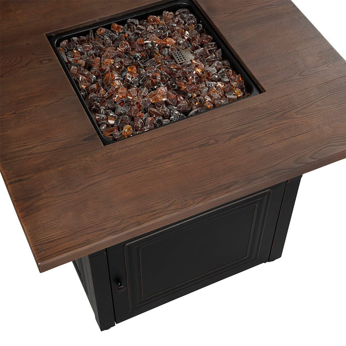 Endless Summer The Donovan, Dual Heat LP Gas Outdoor Fire Pit/Patio Heater with Wood Look Resin Mantel