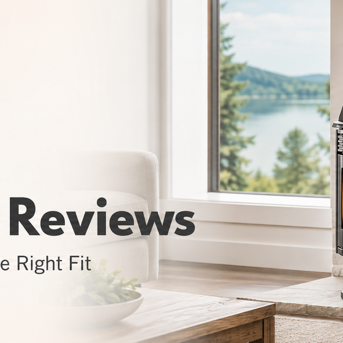 ComfortBilt pellet stove in a modern living room – FYRE Direct model comparison guide