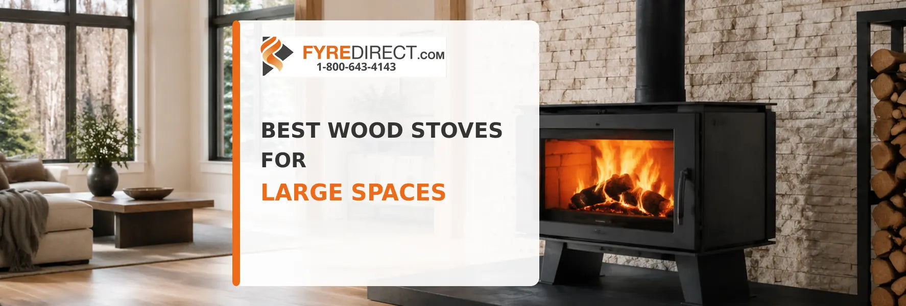 Large wood stove heating a spacious modern living room