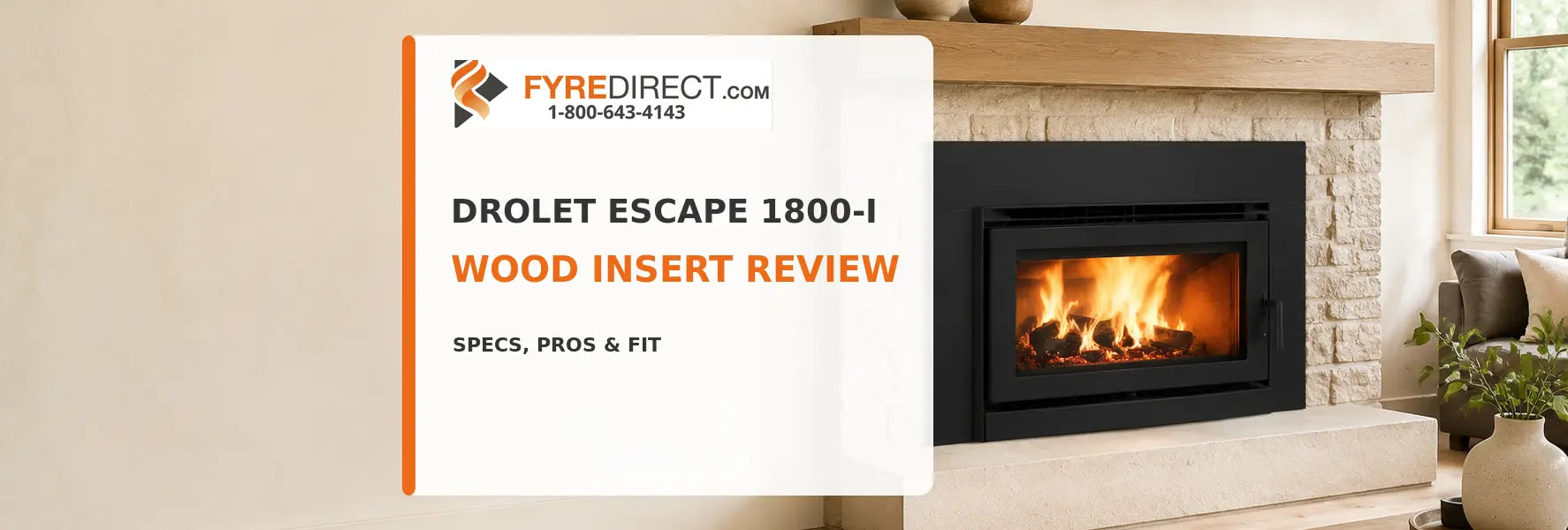 Drolet Escape 1800-I wood insert installed in a masonry fireplace