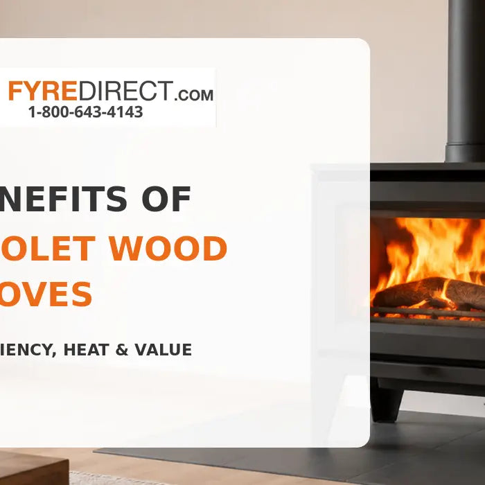 Drolet wood stove providing efficient heat in a modern living room
