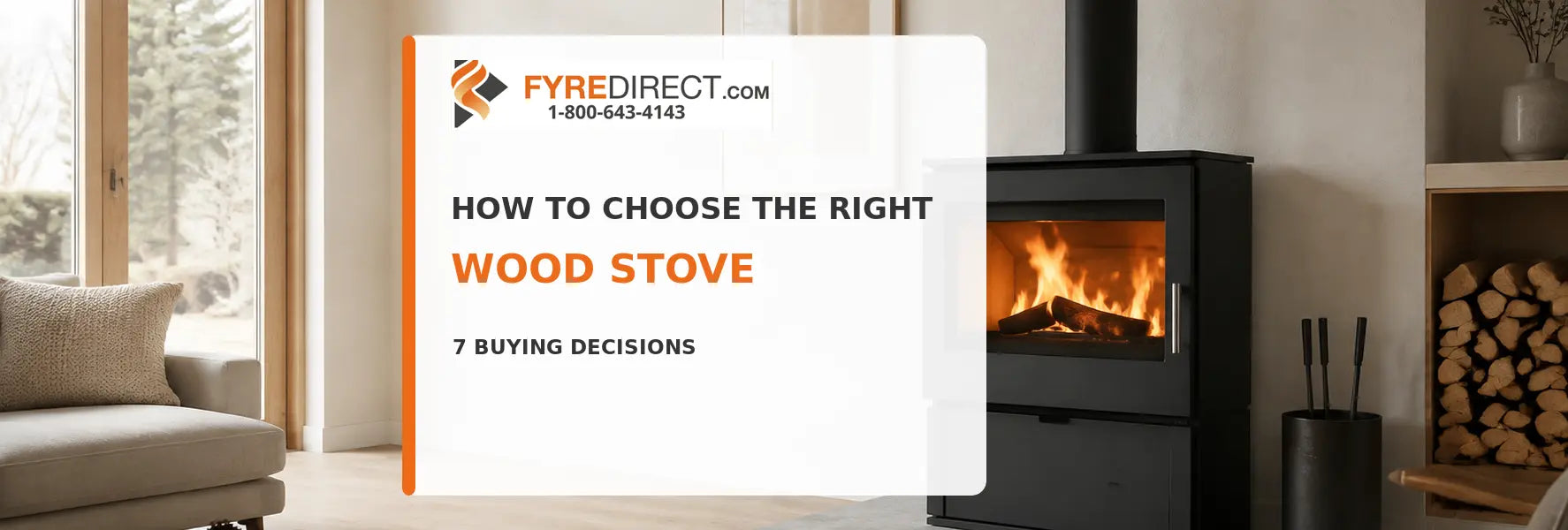 Modern freestanding wood stove heating a bright contemporary living room