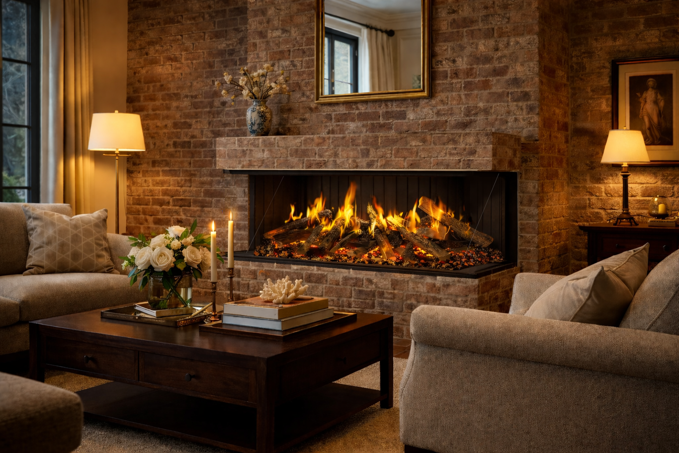 Amantii electric fireplace in a modern living room