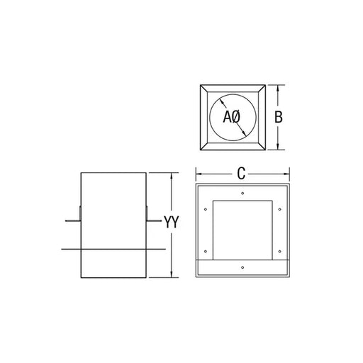 3" Vortex Pellet Vent Square Ceiling Support