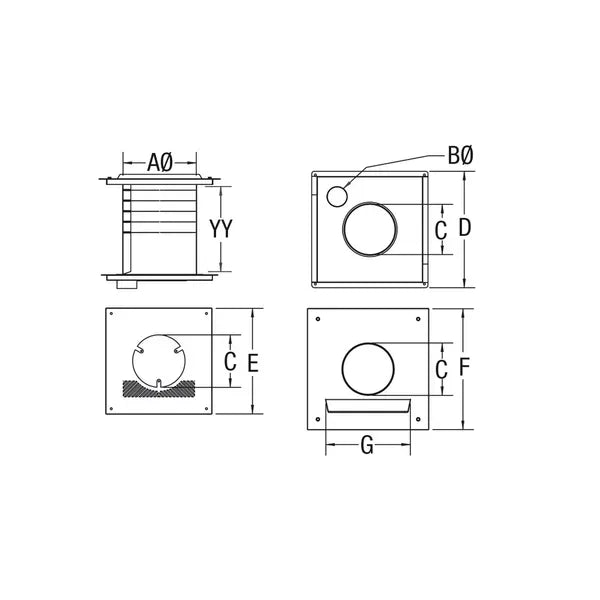 3" Vortex Pellet Vent Wall Pass-Thru with Fresh Air Intake