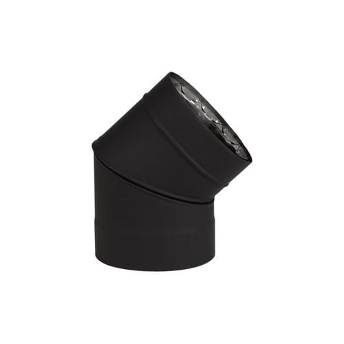 6" Vortex Double-Wall Black Stove Pipe 45° Fixed Elbow