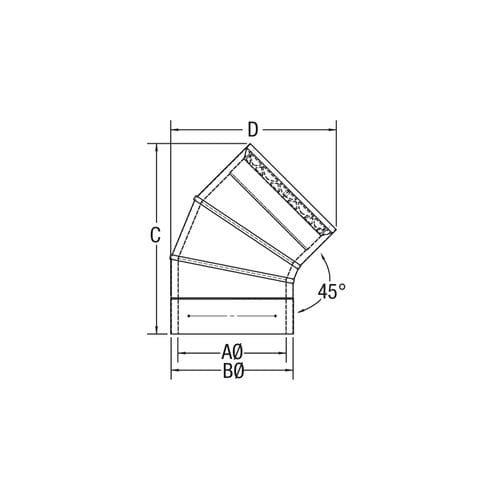 6" Vortex Double-Wall Black Stove Pipe 45° Fixed Elbow
