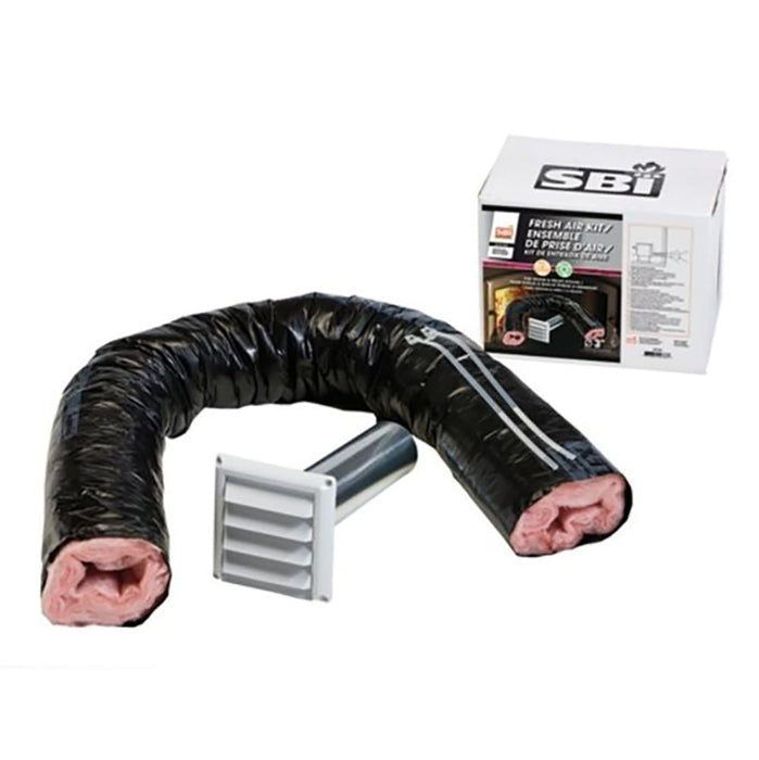 SBI 4"Ø x 5' fresh air intake kit AC01239 with insulated flex duct and wall hood