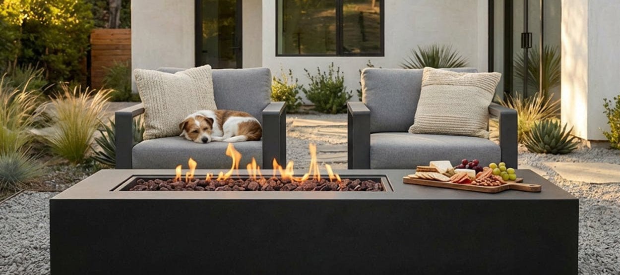 Real Flame Aegean 75" Asymmetrical LP Fire Table w/ NG Conv