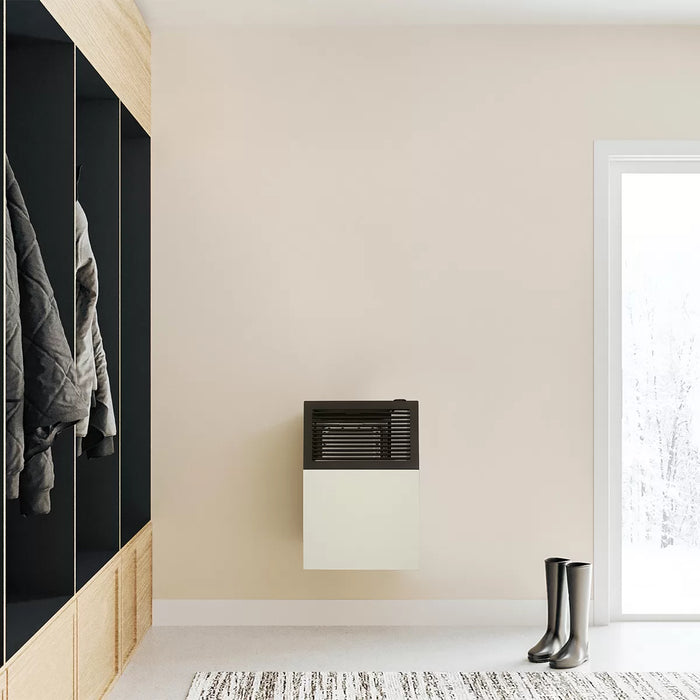 Ashley Hearth DVAG8N 8,000 BTU direct vent natural gas wall heater wall mounted in a living room beside a window