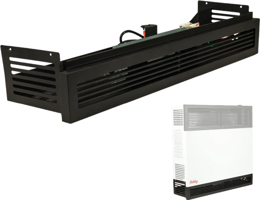 Ashley Hearth DVB25 replacement blower assembly next to a DVAG30 direct vent wall heater