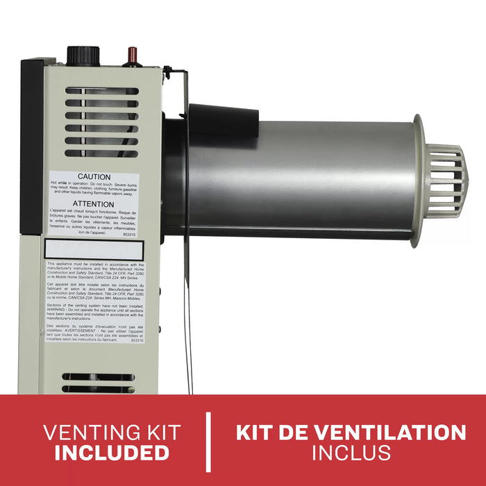 Included direct vent kit attached to the Ashley Hearth DVAG11N 11,000 BTU direct vent natural gas wall heater