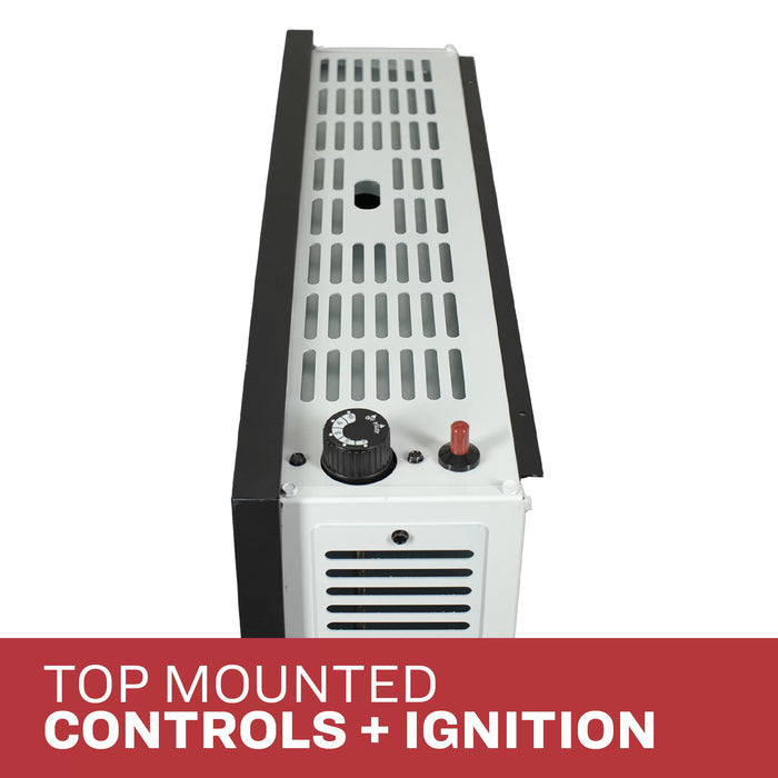 Top mounted control knob and matchless piezo igniter on the Ashley Hearth DVAG17-DF 17,000 BTU direct vent dual fuel wall heater