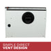 Rear view showing the simple direct vent outlet on the Ashley Hearth DVAG17-DF 17,000 BTU direct vent dual fuel wall heater