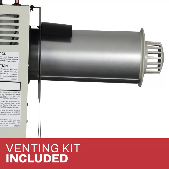 Included direct vent kit attached to the Ashley Hearth DVAG30L 25,000 BTU direct vent propane wall heater