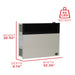Ashley Hearth DVAG30L 25,000 BTU direct vent propane wall heater dimension diagram showing 26.30 in height, 32.28 in width and 8.74 in depth