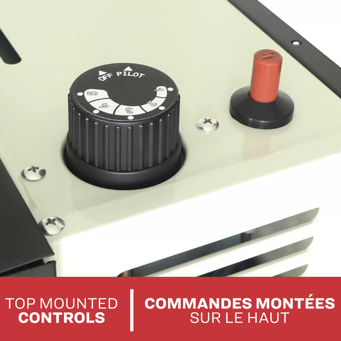 Top mounted control knob and igniter on the Ashley Hearth DVAG30N 25,000 BTU direct vent natural gas wall heater