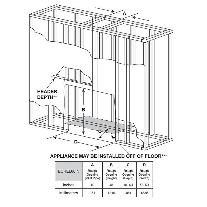 Majestic Echelon II 60 dimensions diagram 2