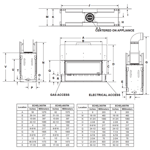 Majestic Echelon II 36 See-Through dimensions diagram