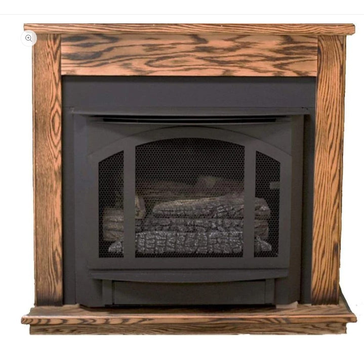 Buck Stove Standard Dark Oak Mantel for Model T-33 Gas Stoves and Fireboxes