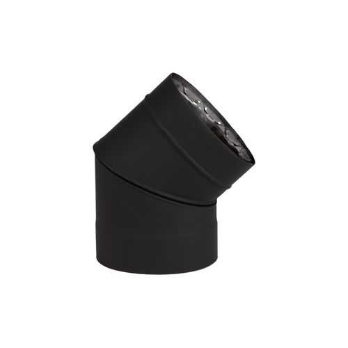 Drolet 6 inch Vortex Double-Wall Black Stove Pipe 45 degree Fixed Elbow - VOD0090
