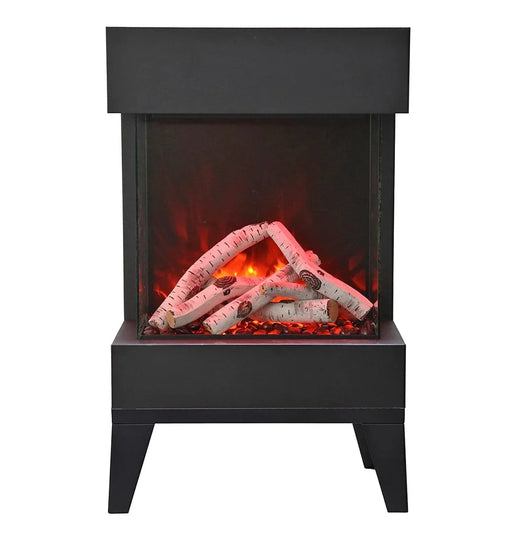 Amantii Cube freestanding electric fireplace with pedestal base legs