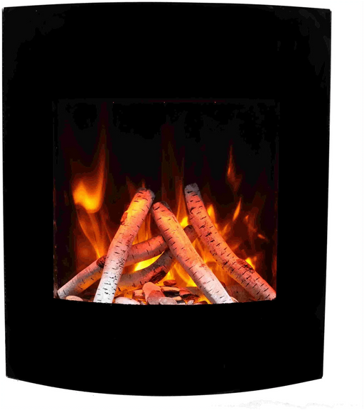 Amantii WM-BI-2428 electric fireplace that uses the curved glass