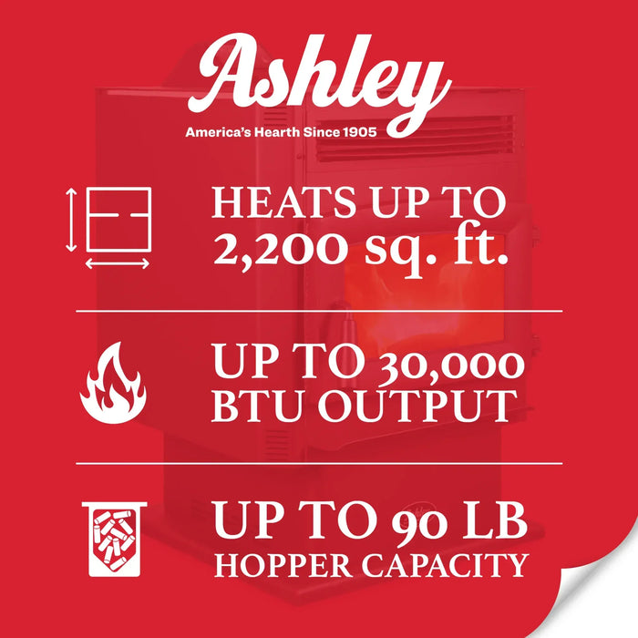 Ashley Hearth AP5617-W 2,200 Sq Ft Wi-Fi Pellet Stove, 90 lb Hopper