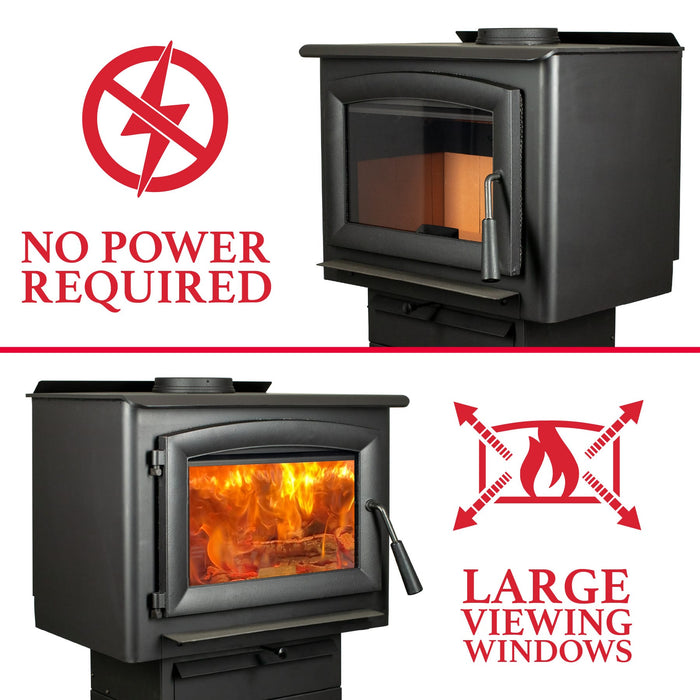 Ashley Hearth AW2520E-P 2,500 Sq Ft EPA Wood Stove with Pedestal