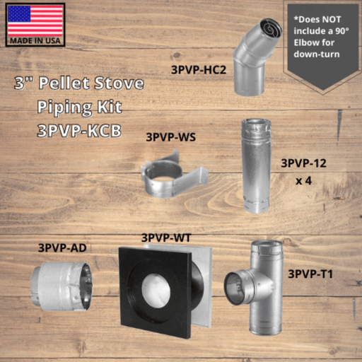 Comfortbilt/Duravent 3 inch Pellet Stove Piping Kit - Galvalume / No Elbow