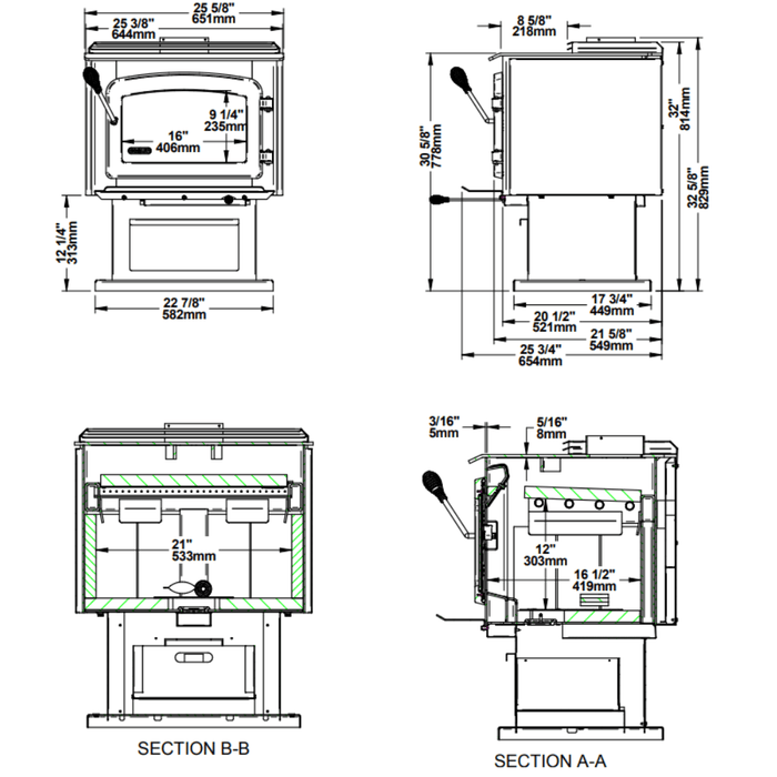 Drolet Escape 1800 Wood Stove With Black Door