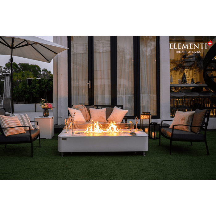 Elementi Plus Athens Porcelain Top Fire Table White