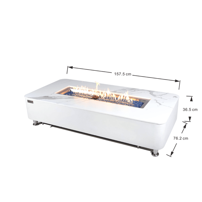 Elementi Plus Athens Porcelain Top Fire Table White