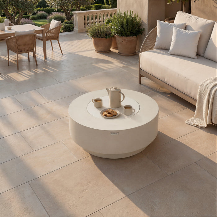 Elementi Plus Nimes Fire Table Frosted Cream White