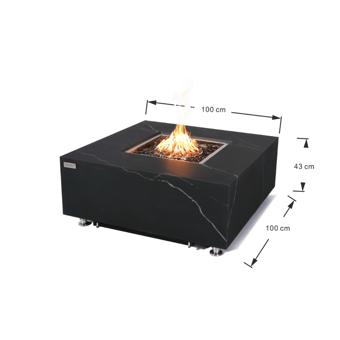 Elementi Plus Sofia Marble Porcelain Fire Table Black