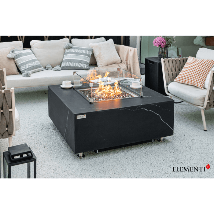 Elementi Plus Sofia Marble Porcelain Fire Table Black