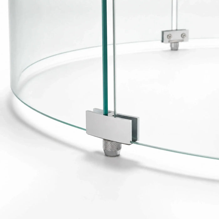 Flame Havens Refuge 28" x 7" Round Tempered Glass Wind Guard