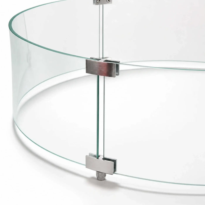 Flame Havens Refuge 28" x 7" Round Tempered Glass Wind Guard