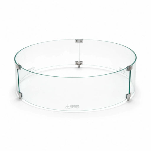 Flame Havens Refuge 28" x 7" Round Tempered Glass Wind Guard