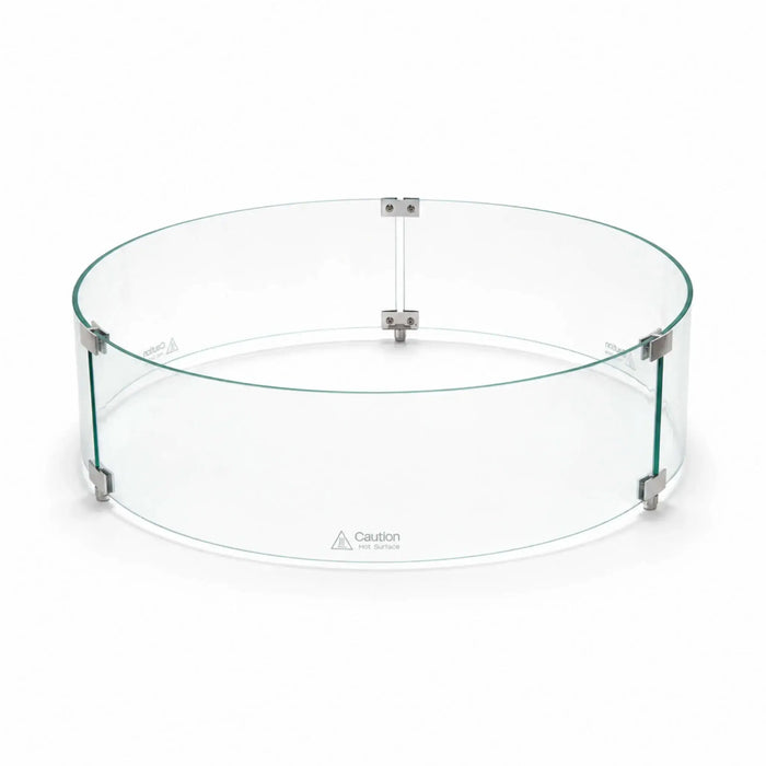 Flame Havens Refuge 28" x 7" Round Tempered Glass Wind Guard