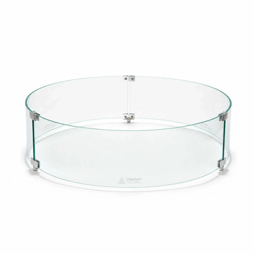 Flame Havens Refuge 28" x 7" Round Tempered Glass Wind Guard