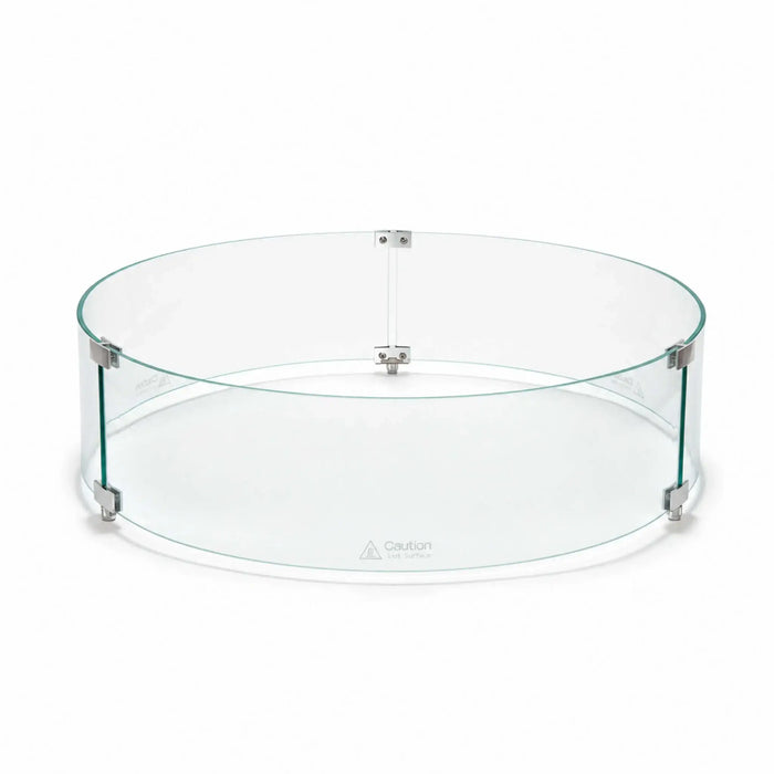 Flame Havens Refuge 28" x 7" Round Tempered Glass Wind Guard