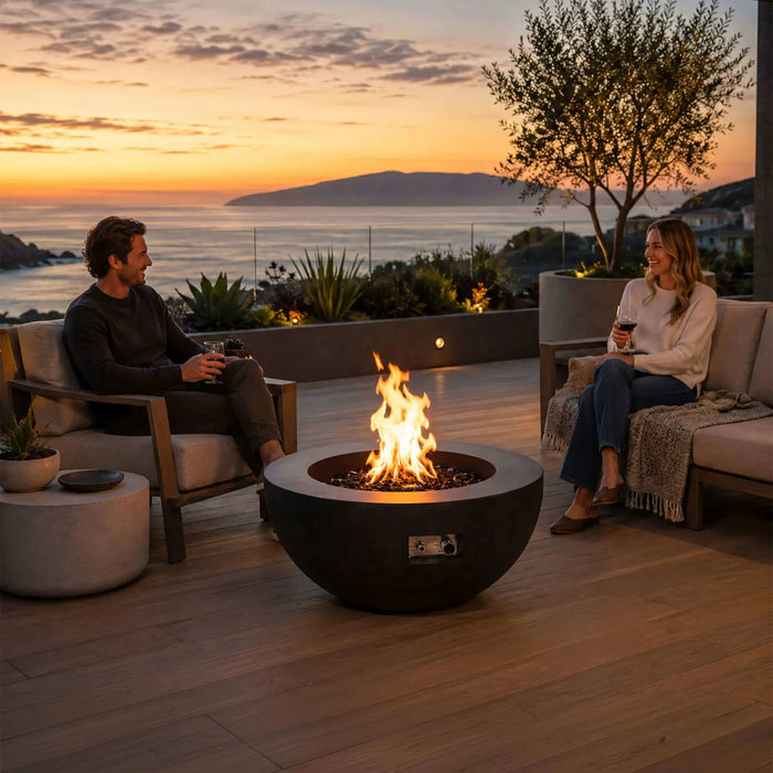 Flame Havens Refuge 36" Round Natural Gas Fire Pit, 15" Low Profile